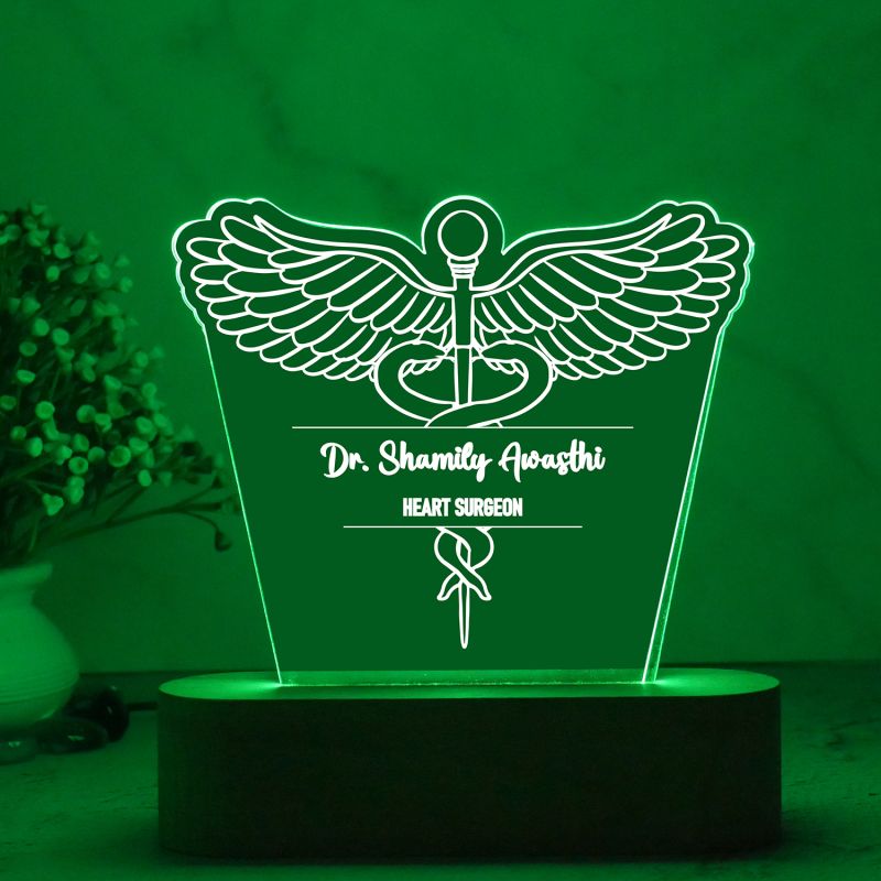 Personalized Doctor Lamp with Name & Logo  Lamp with Multicolored Light (Heart Surgeon)